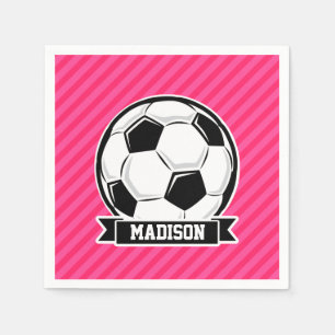Serviette En Papier Balle de football sur Neon Pink Stripes