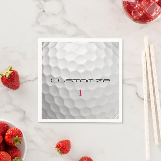 Serviette En Papier Balle de golf blanche texturée avec nom et numéro  (En situation)