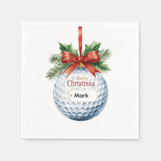 Serviette En Papier Balle de golf thème de Noël (Devant)