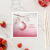 Serviette En Papier Balle de Noël rose Napkin (En situation)