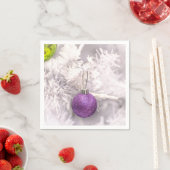 Serviette En Papier Balle de Noël violet solitaire (En situation)