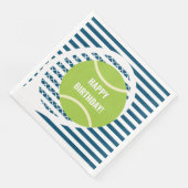 Serviette En Papier Balle de Tennis Vert moderne rayé Anniversaire (Coin)