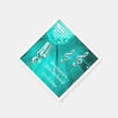 Serviette En Papier Balle Disco turquoise et micro rétro 25e anniversa (Coin)