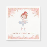Ballerina à tête rouge en robe blanche Fleur Anniv