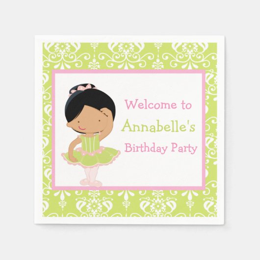 Serviette En Papier Ballerina afro-américaine mignonne anniversaire (Devant)