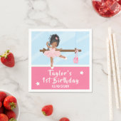 Serviette En Papier Ballerina Afro-Américaine Pink Tutu Anniversaire N (En situation)