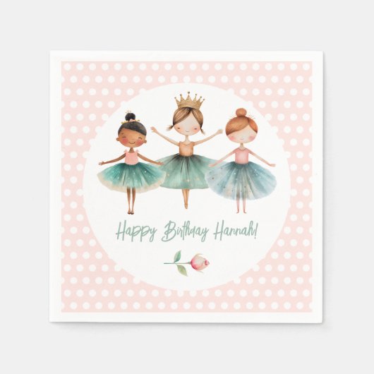 Serviette En Papier Ballerina Ballet fille d'anniversaire (Devant)