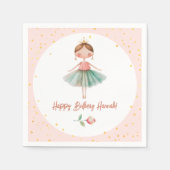 Serviette En Papier Ballerina Ballet rose Anniversaire (Devant)