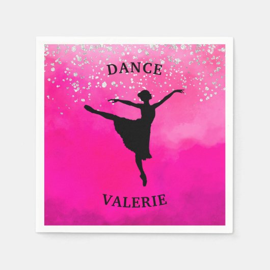 Serviette En Papier Ballerina Dance Pink Ombre Sparkle (Devant)
