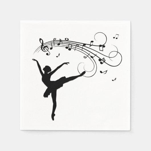 Serviette En Papier Ballerina Dancing with Music Notes (Devant)