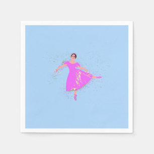Serviette En Papier Ballerina Danseuse en robe rose magenta