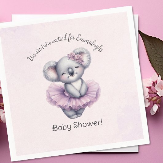Serviette En Papier Ballerina Koala Tutu Excitée Baby Girl Douche