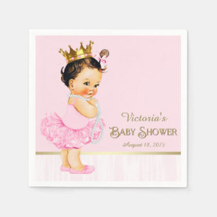 Serviette En Papier Ballerina Princess Baby shower d'or rose