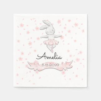 Serviette En Papier Ballerina rose douce Bunny premier anniversaire Fl
