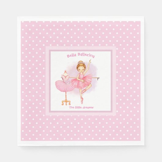 Serviette En Papier Ballerina rose floral blanc pois (Devant)