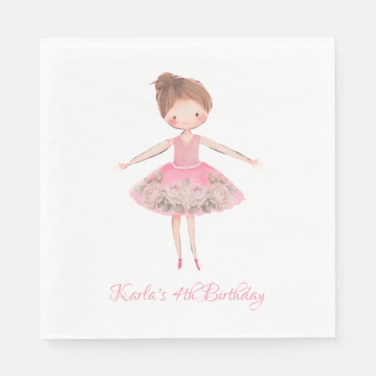 Serviette En Papier Ballerina rose mignonne danseuse (Devant)