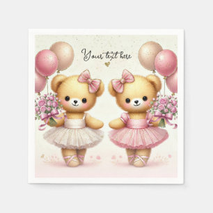 Serviette En Papier Ballerina Twinkle Toile Twin Bears Anniversaire