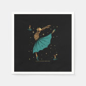 Serviette En Papier ballerine squelette danser avec lumière à la bougi (Devant)