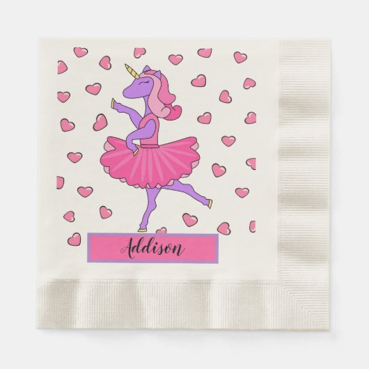 Serviette En Papier Ballerine unicorne violette avec serviettes tutu r (Devant)