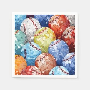 Serviette En Papier Balles de baseball multicolores funky