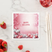 Serviette En Papier Balles de Noël rose blanc Vacances Naples (En situation)