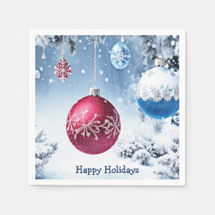 Serviette En Papier Balles de Noël Snowy Papier de vacances Napkin
