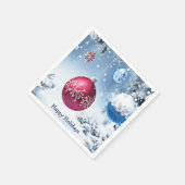 Serviette En Papier Balles de Noël Snowy Papier de vacances Napkin (Coin)