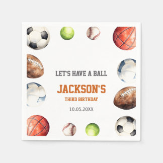 Serviette En Papier Balles de Sport Tous les Sports Amusons-Nous Anniv