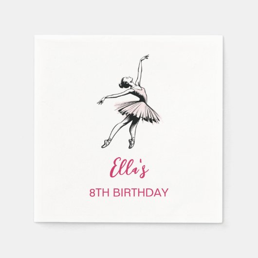 Serviette En Papier Ballet Ballerina Fille de fête d'anniversaire (Devant)