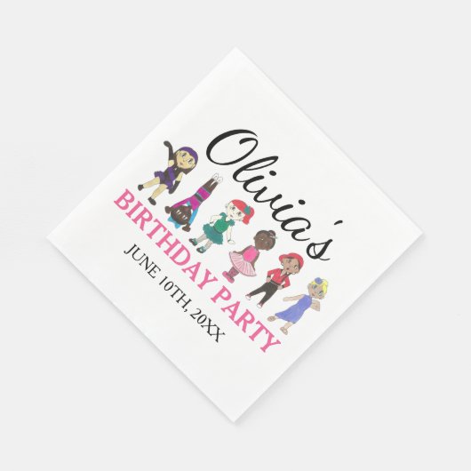 Serviette En Papier Ballet Tap Jazz Acro Lyrique Danseur Anniversaire (Coin)