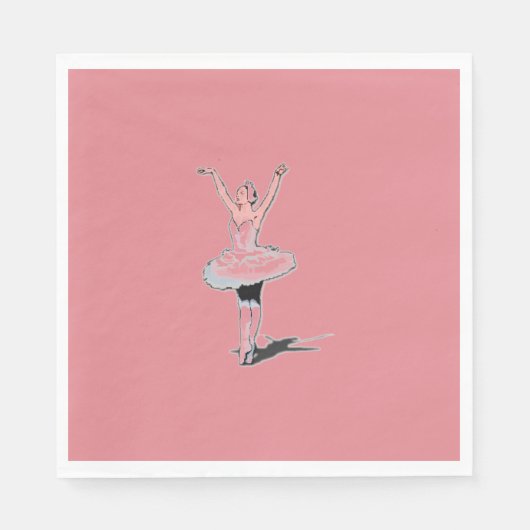 Serviette En Papier Ballet Thème Pink Ballerina Fille Anniversaire (Devant)