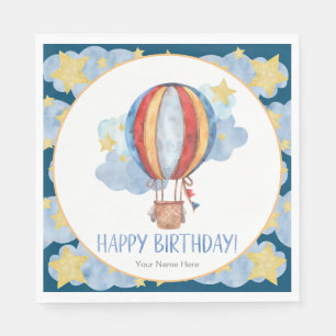Serviette En Papier Ballon à Air Chaud Bleu Rouge Étoiles Enfants Joye