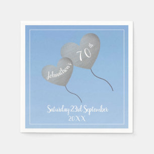 Serviette En Papier Ballon bleu à 70e anniversaire