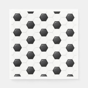 Serviette En Papier Ballon de Football Sports Blanc Noir Jeu Enfants A