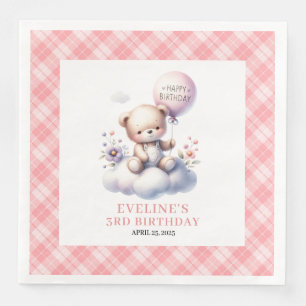 Serviette En Papier Ballon ours en peluche adorable fête de fille flor