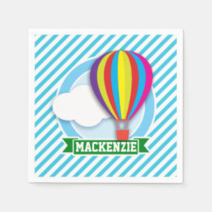 Serviette En Papier Ballons à air chaud; Bleu et blanc