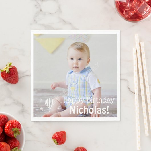 Serviette En Papier Ballons à air chaud photo d'anniversaire du bébé (En situation)