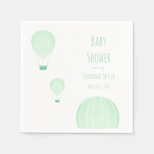 Serviette En Papier Ballons à air chaud vert | BABY SHOWER (Devant)