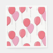 Serviette En Papier Ballons à air rose. Motif d'anniversaire de fille  (Devant)