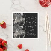 Serviette En Papier Ballons Anniversaire Black Silver Parties scintill (En situation)