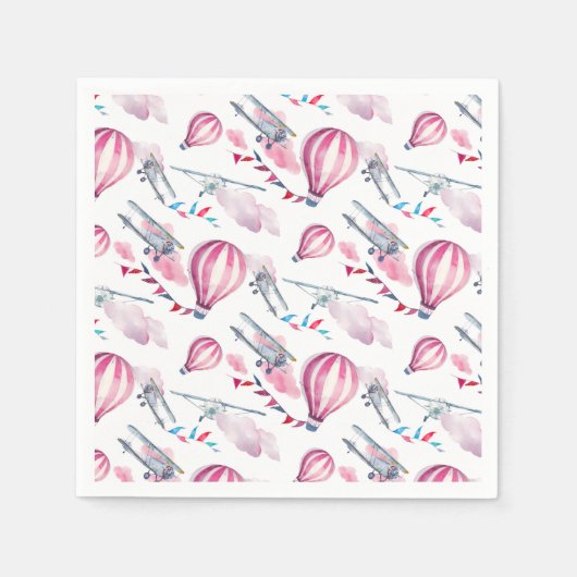 Serviette En Papier Ballons & Biplans (Devant)