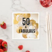 Serviette En Papier Ballons blancs d'or 50 et fabuleux (En situation)
