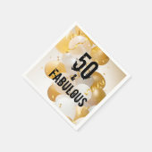 Serviette En Papier Ballons blancs d'or 50 et fabuleux (Coin)