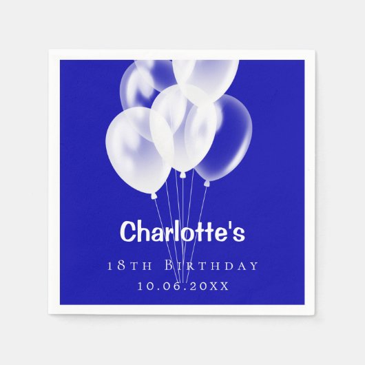 Serviette En Papier Ballons blancs royaux fête d'anniversaire (Devant)