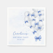 Serviette En Papier Ballons bleu Bow Anniversaire serviettes (Devant)