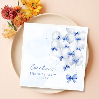 Serviette En Papier Ballons bleu Bow Anniversaire serviettes