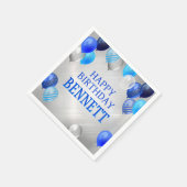 Serviette En Papier Ballons Bleus Anniversaires (Coin)