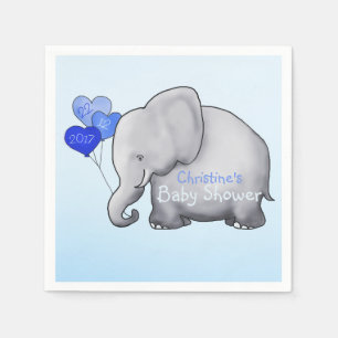 Serviette En Papier Ballons bleus Baby shower éléphant garçon