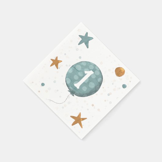 Serviette En Papier Ballons Bleus Cute Garçon 1ère fête d'anniversaire (Coin)