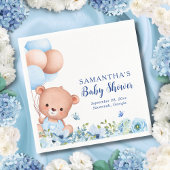 Serviette En Papier Ballons Bleus Ours Teddy Baby shower d'attente rap